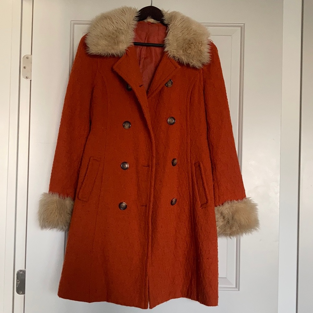 Vintage orange and fur coat